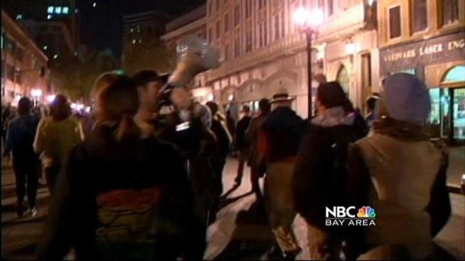Police have been using tear gas to try to force Occupy protestors to leave the area of Frank Ogawa Plaza. NBC Bay Area's Cheryl Hurd was in the middle of the chaos.