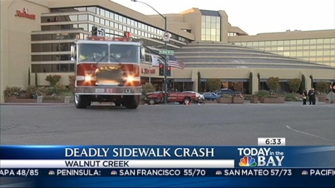 The woman killed by a pickup truck Saturday while standing on a sidewalk in Walnut Creek has been identified as Sherry Hicks, 52, of Santa Barbara. The driver of the pickup, Hossein Tabrizi, 53, was released from the hospital Sunday morning and booked into the Martinez jail where he's been charged with vehicular manslaughter. Christie Smith reports.