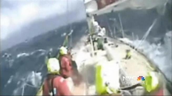 Four sailors were injured when they hit rough seas in the Pacific Ocean, while participating in a yacht race around the world.