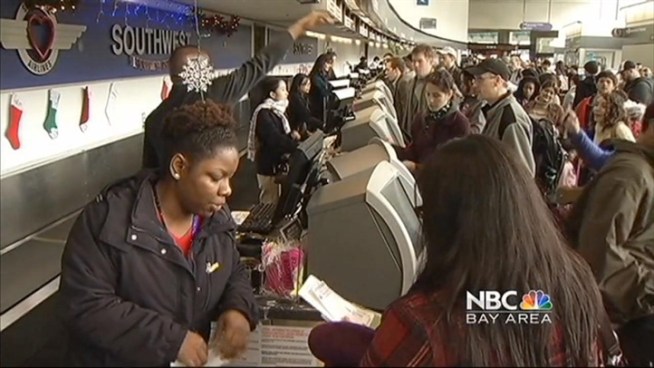 There have been over 100 flights cancelled out of San Francisco International Airport as travelers are on the move for the holiday season. NBC Bay Area's Kimberly Tere reports some people won't get a flight out until next week.