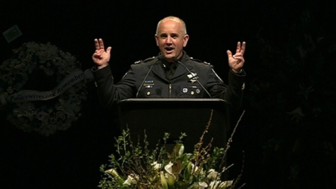 The family of Butch Baker said they hoped that the memorial service was have its lighter moments. Dep. Chief Steve Clark delivered.