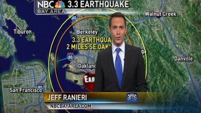 While not large earthquakes the Bay Area experienced 3 Small Quakes On Different Faults Tonight: Oakland 3.3 @ 4:47 pm , Santa Cruz 2.2 @ 5:07 pm & Morgan Hill 2.0 @ 5:59 pm. All three shakers also happening over just a one hour time span.

September 29th; 7:32 PM
Chief Meteorologist Jeff Ranieri