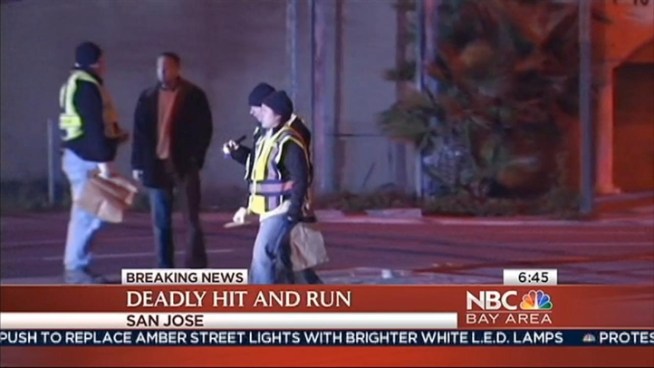 A woman was killed in a hit-and-run collision in San  Jose early Tuesday, according to police. Shortly after 1 a.m., police raced to the intersection of Monterey Road and Bellevue Avenue to find that a vehicle had struck a woman, and the driver had taken off. Marla Tellez reports.