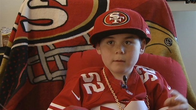 The fact that 7-year-old Jacob Murphy is in the hospital this week is not stopping him for celebrating his team getting into Super Bowl XLVII.