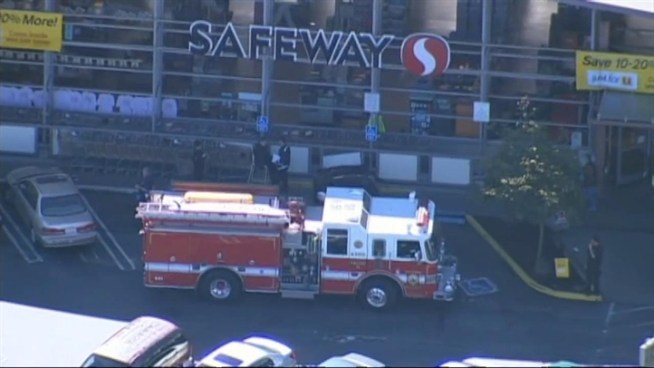 San Francisco firefighters said one person suffered minor injuries Friday morning when the driver's car struck a Safeway in the city's Marina district. Here is some video of the aftermath.