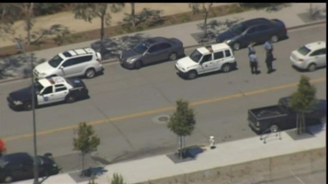 What appears to be a old piece of military ordnance is being dismantled in San Francisco Friday.