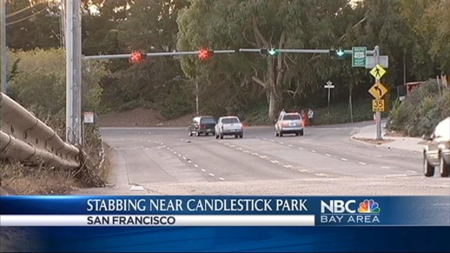San Francisco police said an Elk Grove man was stabbed near Candlestick Park during a Sunday afternoon Niners game after an argument with two men.