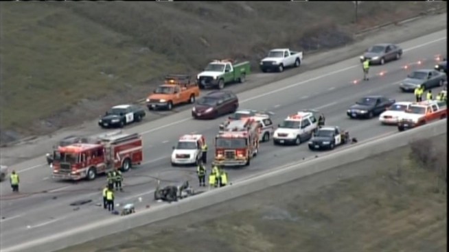 Three people who were attempted to change a tire were killed Friday afternoon when a car slammed into them.