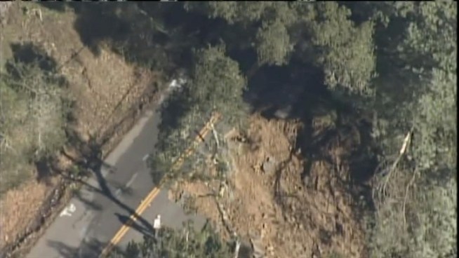 The series of storms to have battered the Bay Area over the last week have caused a major washout of Vine Hill Road in Santa Cruz and a sinkhole in Lafayette. Both directions of the mountainous road are closed at Mile Marker Two near Camino Vista at the upper end of the road.