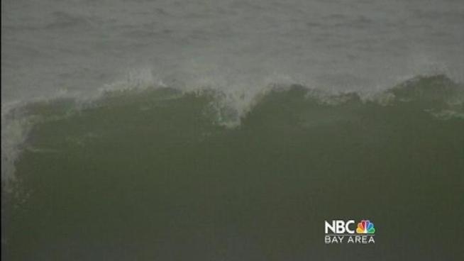 A storm system near Australia is kicking up waves over the Bay Area. While the surf is normally rough on the Pacific Coast the breakers could range as high as 25 feet. Rip currents and potential 