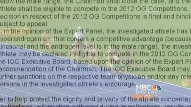 The International Olympic Committee adopted new regulations when a female athlete's gender is questioned.