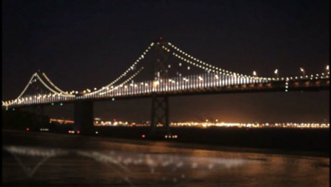 In early March, the Bay Bridge will turn into the world's largest light display. Crews are currently in the midst of hanging those lights and NBC Bay Area's Joe Rosato Jr. got to tag along.