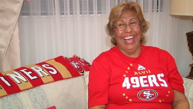 Connie Plata of San Jose is a lucky 49er season ticket holder who won two $850 Super Bowl tickets in a team lottery. She said she was going to take her pregnant daughter.