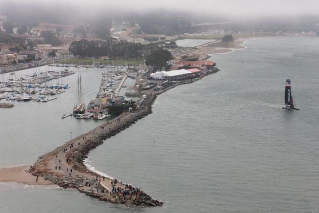 The America's Cup World Series racing continues today, with Bob Redell reporting that near-perfect conditions reign on the Bay.