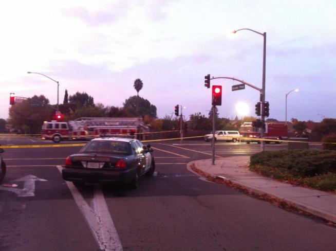 Milpitas police on Tuesday closed down neighborhood streets looking for a man who shot at an officer during an early morning traffic stop. The officer is OK. Bob Redell reports.