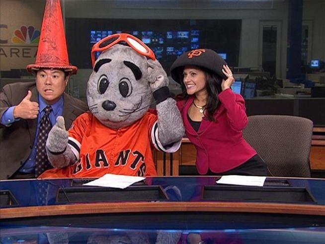 One of the perks of being the home television station for the Giants is the guests that tend to drop by.