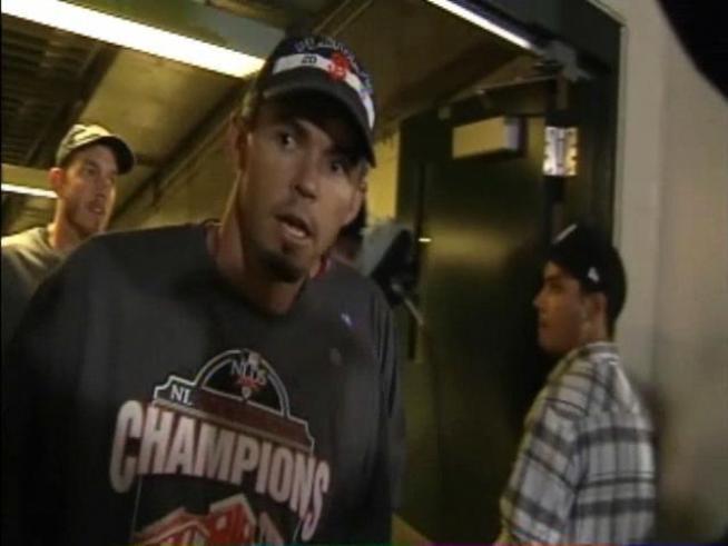 Here is raw video of the walk to the locker room of the newly crowned <a title=