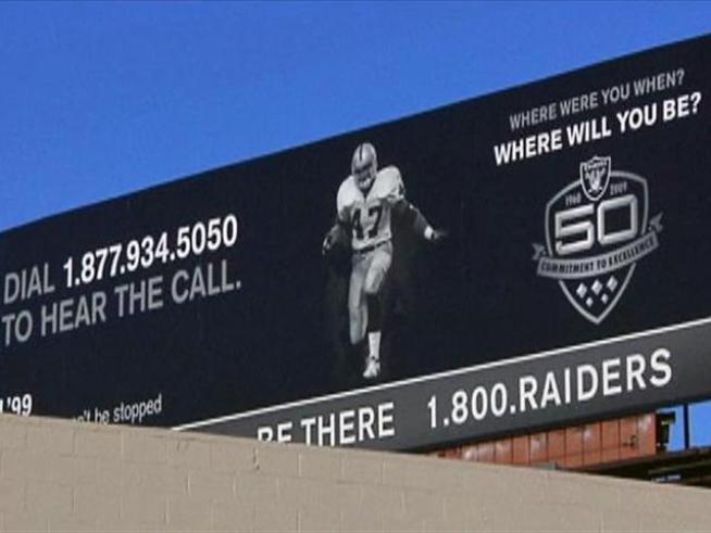A look at the Oakland Raiders toll-free billboards scattered across the Bay Area, plus some of the 'rejected' ones you won't see and a new Sports Sunday promo.