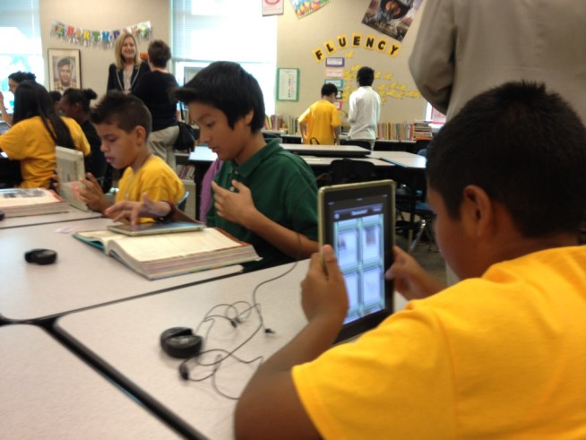 Students at San Antonio Elementary School in San Jose have iPads and iPod Touches, thanks to federal stimulus dollars.