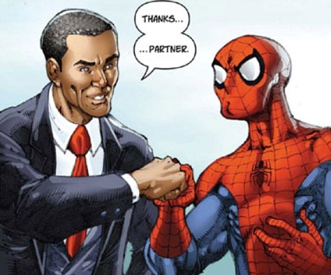 Obama Gives Spider-Man Fist Bump