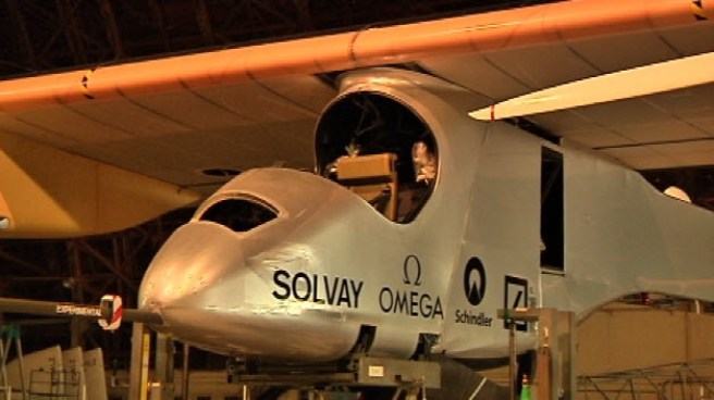The world's first solar-powered plane that can fly day or night, without fuel, is here in the Bay Area. Business and tech reporter Scott Budman NBC Bay Area got an exclusive look at it Monday. 