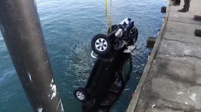 A sport utility vehicle drove off the Santa Cruz Wharf and plunged into the ocean Monday morning after a teen thought the gas pedal was the brake, officials said, adding that despite the surprise, no one was injured. NBC Bay Area's Kris Sanchez reports.