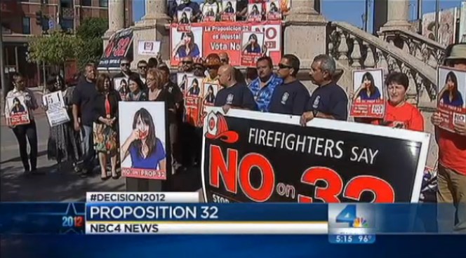 If voters approve Prop 32 in November, corporations and unions will no longer be able to automatically deduct campaign contributions from worker's paychecks. Conservative groups and others are backing the proposition, which they call a finance-reform law. But organized labor leaders are spending millions to beat it back. Conan Nolan reports for the NBC4 News at 5 p.m. on Oct. 17, 2012.