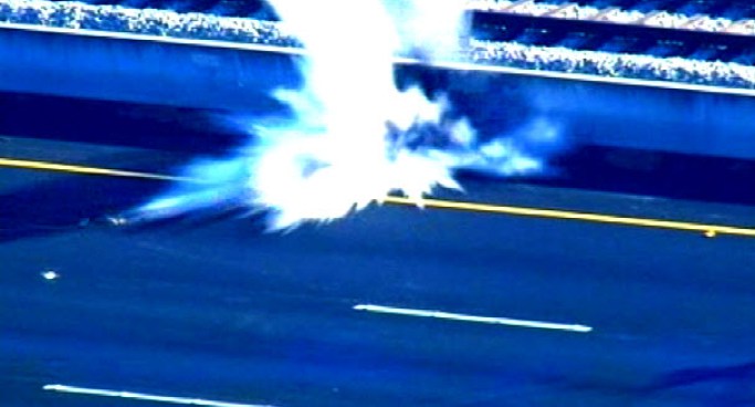 Police use robots to detonate an object they found in a bank robbery get-a-way vehicle on Highway 85 in San Jose.