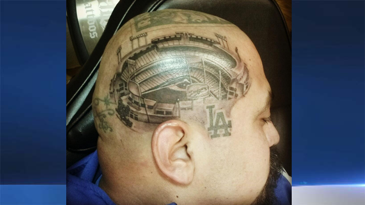 Raiders, Dodgers Fan Gets Detailed Head Tattoos – NBC Bay Area