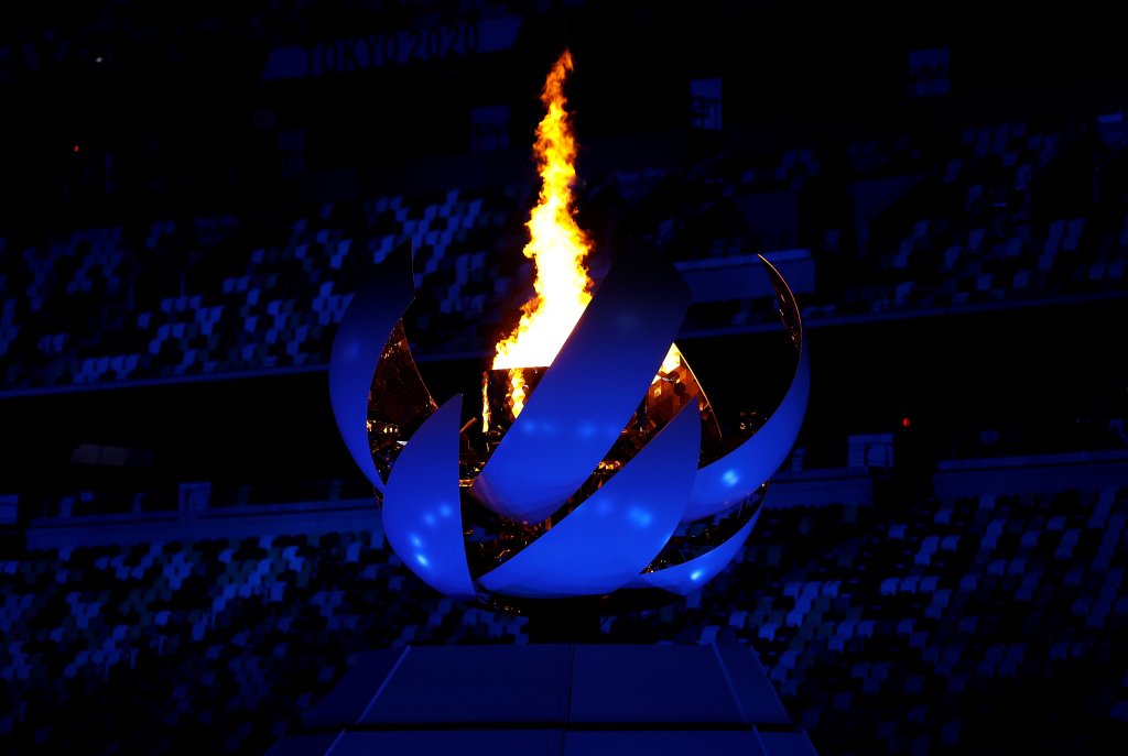 The Olympic Flame is seen during the Closing Ceremony of the Tokyo 2020 Olympic Games at Olympic Stadium on Aug. 8, 2021 in Tokyo, Japan.