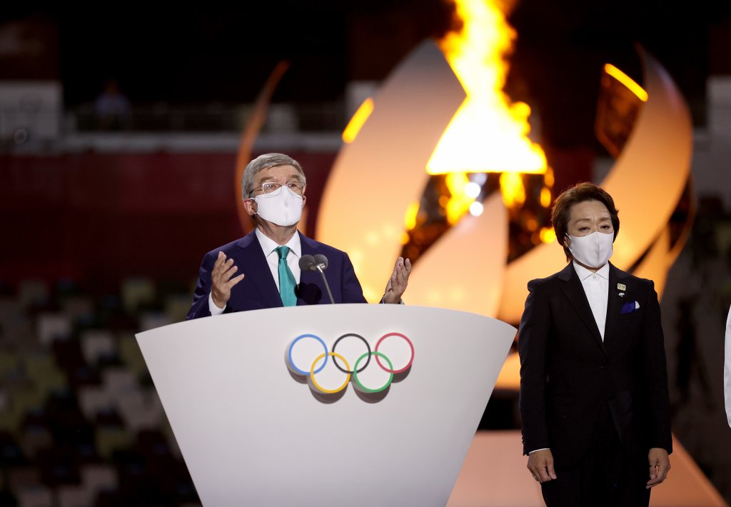 President of the International Olympic Committee Thomas Bach declares the end of the 32nd Olympiad during the Closing Ceremony of the Tokyo 2020 Olympic Games at Olympic Stadium on Aug. 8, 2021 in Tokyo, Japan.
