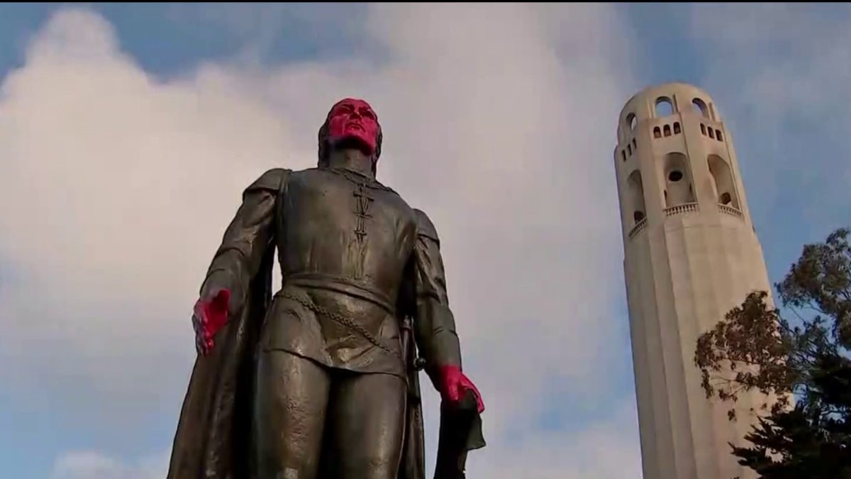 San Francisco Columbus Statue Defaced NBC Bay Area