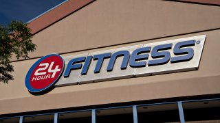 A 24 Hour Fitness sign.