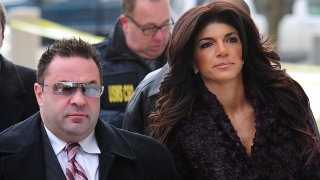 Teresa Giudice and Joe Giudice are seen outside a federal criminal court in Newark, New Jersey.