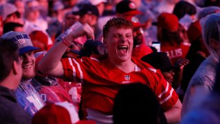 A fan of the San Francisco 49ers cheers as Nick Bosa is picked 2nd overall by the San Francisco 49ers on day 1 of the 2019 NFL Draft on April 25, 2019 in Nashville, Tennessee. (Photo by Frederick Breedon/Getty Images)