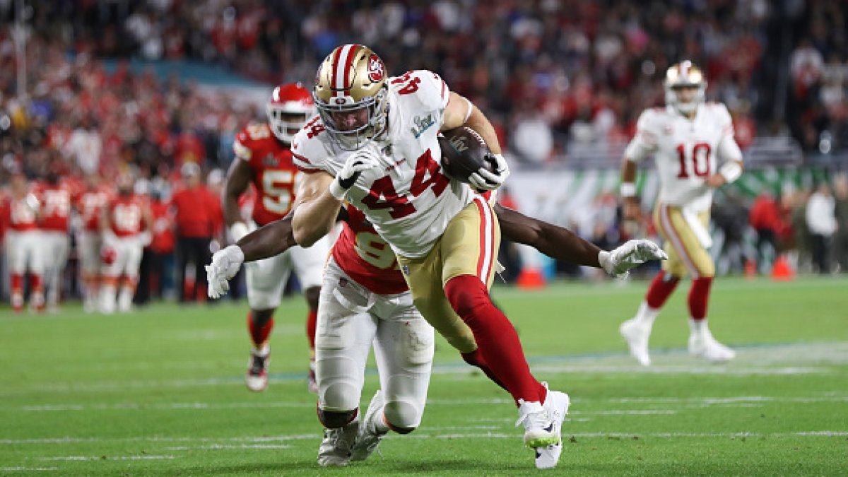 Kyle Juszczyk of the San Francisco 49ers rushes during the game