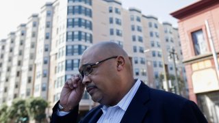 In this March 19, 2015 photo, Mohammed Nuru, director of San Francisco Public Works, is interviewed at the Tenderloin Pit Stop mobile bathrooms in San Francisco.