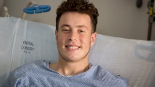 Nicolas Stacy-Alcantara, 17, of Fresno, California, seen at the University of Utah Hospital in Salt Lake City, where he is recovering after surviving a night alone on the Utah mountains.
