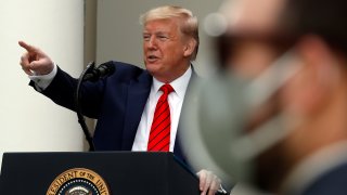 President Donald Trump speaks about the coronavirus during a press briefing