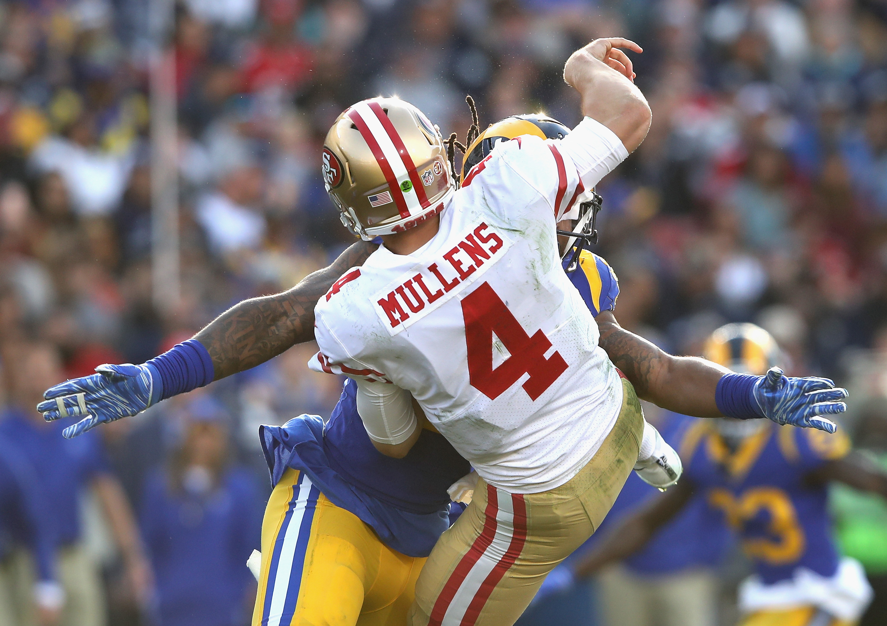 Los Angeles, CA, USA. 30th Dec, 2018. San Francisco 49ers cornerback  Richard Sherman #25 during the NFL San Francisco 49ers vs Los Angeles Rams  at the Los Angeles Memorial Coliseum in Los