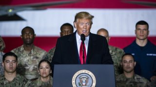 President Donald Trump speaks during a signing ceremony at Joint Base Andrews, Maryland, on Friday, Dec. 20, 2019.