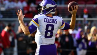 SANTA CLARA, CA – JANUARY 11: Minnesota Vikings Quarterback Kirk Cousins (8) works out before the NFC Divisional Playoff game between the Minnesota Vikings and the San Francisco 49ers on January 11, 2020, at Levi’s Stadium in Santa Clara, CA. (Photo by Brian Rothmuller/Icon Sportswire via Getty Images)