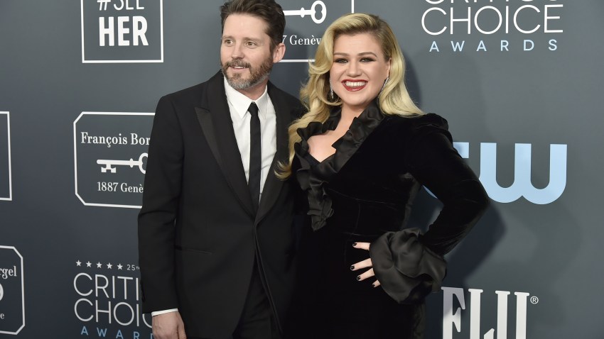Brandon Blackstock and Kelly Clarkson during the arrivals for the 25th Annual Critics' Choice Awards at Barker Hangar on January 12, 2020 in Santa Monica, California.
