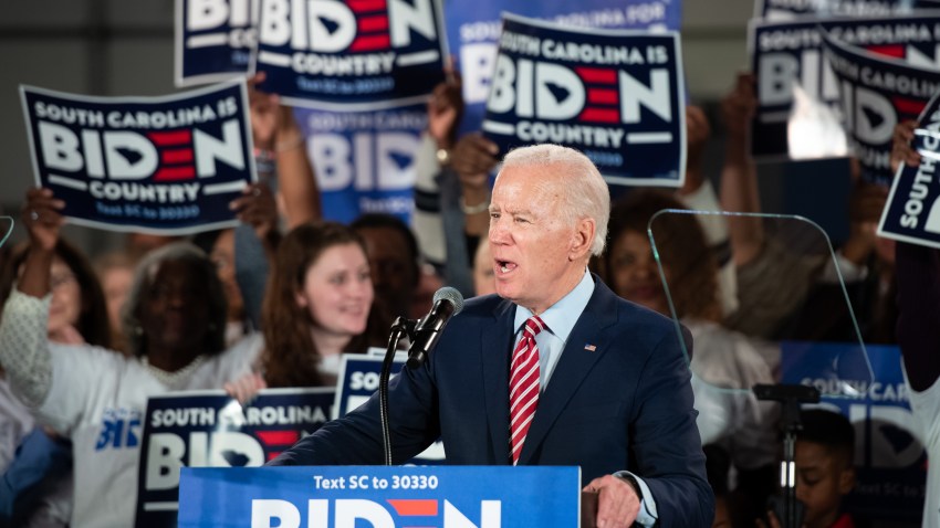 Democratic presidential candidate former Vice President Joe Biden addresses the crowd during a South Carolina campaign launch party on Feb, 11, 2020, in Columbia, South Carolina.