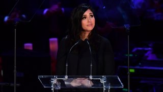 In this Feb. 24, 2020, file photo, Kobe Bryant's wife Vanessa Bryant arrives to speak during the "Celebration of Life for Kobe and Gianna Bryant" service at Staples Center in Downtown Los Angeles.