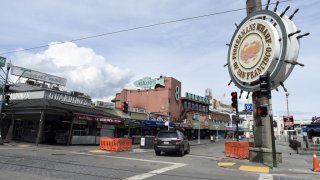 SAN FRANCISCO, CA, USA – MARCH 18: Fishermanâs Wharf, a popular tourist destination in San Francisco is seen empty of tourists in San Francisco, United States on March 18, 2020. The famous sidewalk seafood eateries were all closed up on the first day of the 3-week shelter in place affecting the six counties of the Bay Area. (Photo by Neal Waters/Anadolu Agency via Getty Images)