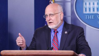 In this file photo, Robert Redfield, director of the Centers for Disease Control and Prevention (CDC), speaks during a news conference at the White House in Washington, D.C., U.S., on Wednesday, April 22, 2020.