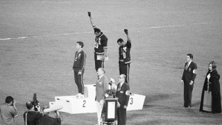 Olympic Medalists Giving Black Power Sign