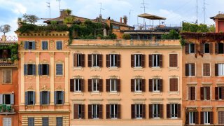 A building with balconies in Rome