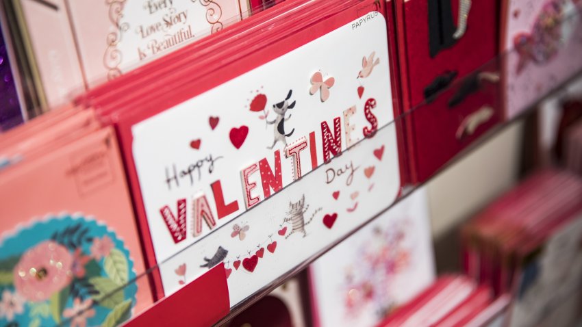 WASHINGTON, USA – FEBRUARY 13:  Valentines Day cards are on display in a store in Union Station the day before Valentines Day in Washington, USA on February 13, 2018. (Photo by Samuel Corum/Anadolu Agency/Getty Images)